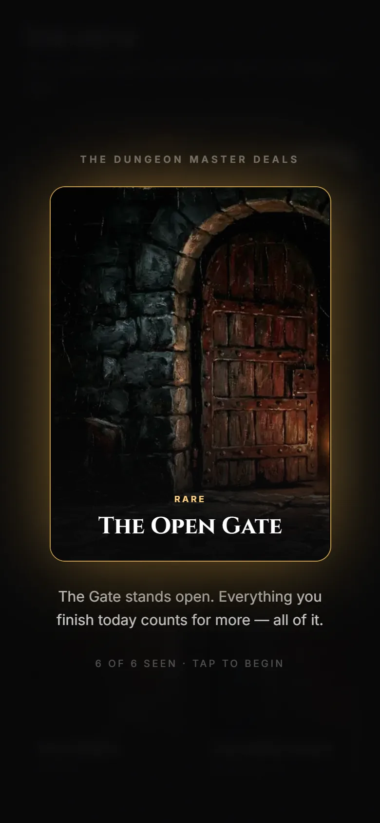 The Open Gate, dealt at dawn